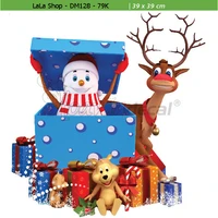 Hộp quà Noel và người tuyết (nền trắng đục)