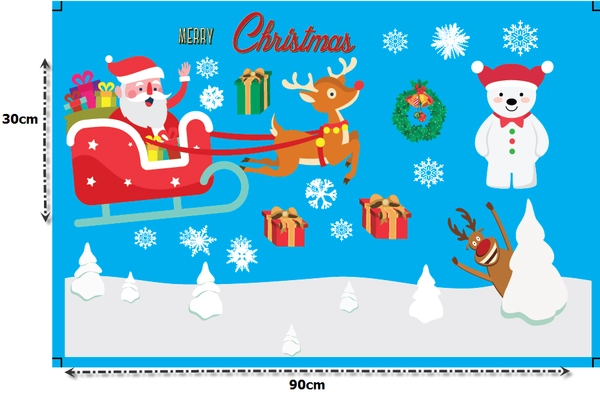 Decal dán tường Quà Noel của người tuyết (nền trắng đục)