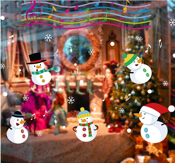 Decal noel bộ 5 người tuyết và âm nhạc