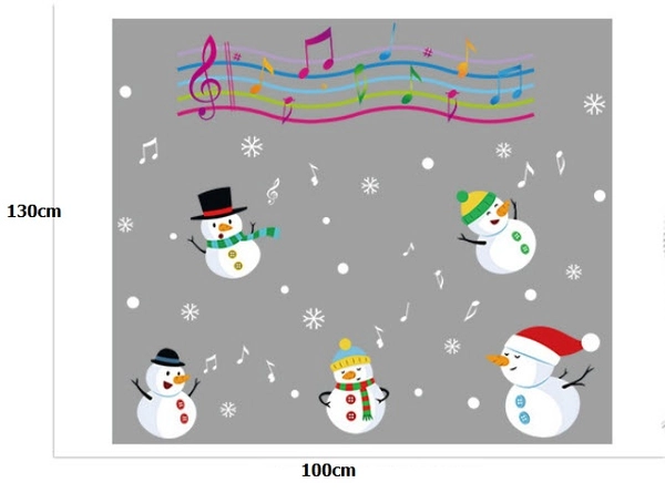 Decal noel bộ 5 người tuyết và âm nhạc