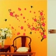 Decal tết cành đào đỏ và chim én mùa xuân