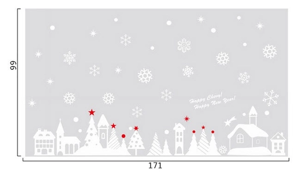 Decal noel thành phố tuyết (nền trắng đục)