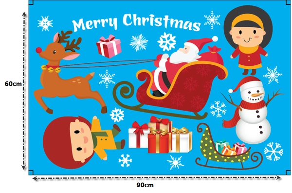 Decal dán tường Bức tranh Noel (nền trắng đục)