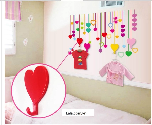 Bộ móc treo trái tim nhiều màu