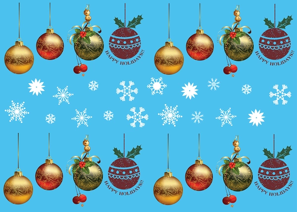 Decal dán tường Quả cầu Noel sắc màu nền trắng đục