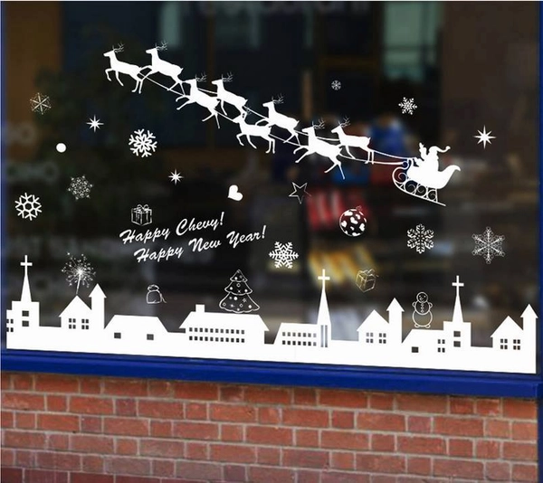 Ông già noel và đàn tuần lộc (nền trắng đục)