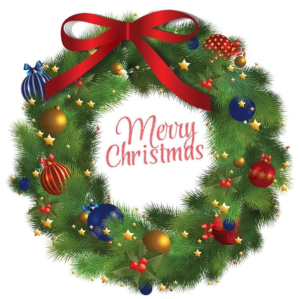 Decal dán tường Vòng nguyệt quế Noel nơ đỏ size lớn 03 60x60 (nền trắng đục)