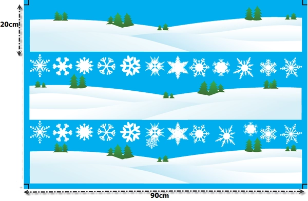 Decal dán tường Cây thông Noel và chân tuyết trắng  (nền trắng đục)