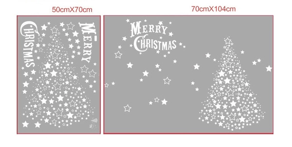 Decal Tĩnh Điện 2 Mặt Merry Christmas và cây thông Noel trắng (nền ngôi sao trắng đục)