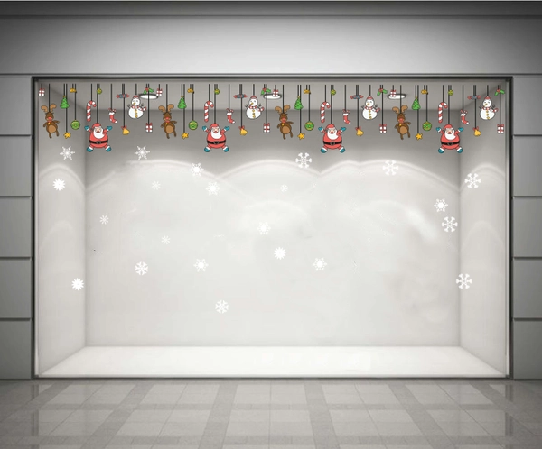 Decal dán tường Dây treo ông già Noel (nền trắng đục)