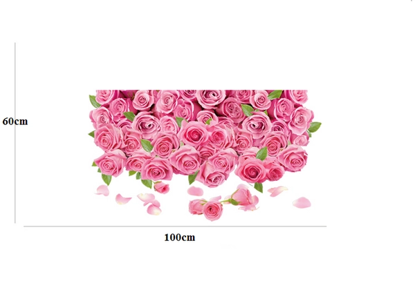 Decal 3D dán tường Thảm hoa hồng