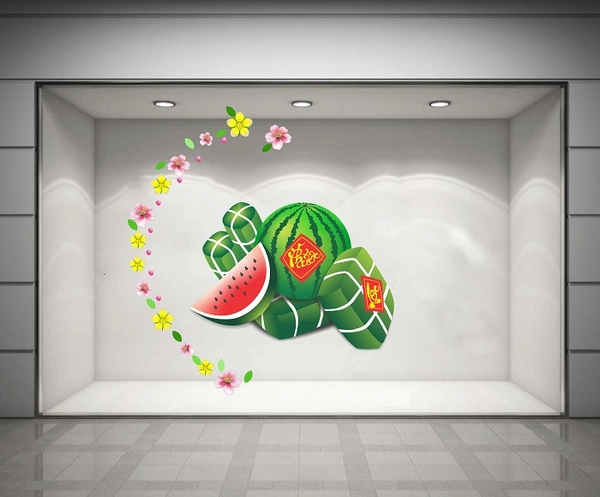 Decal Dưa Hấu Đỏ Và Bánh Chưng Xanh