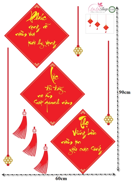 Decal lộc treo may mắn phúc lộc thọ