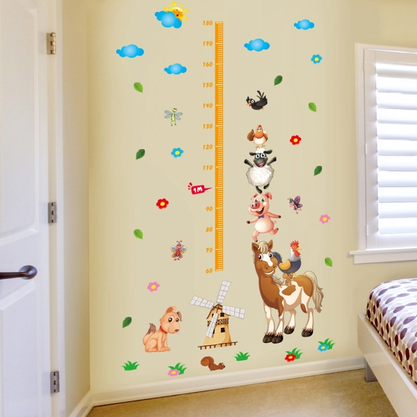Decal dán tường thước đo động vật