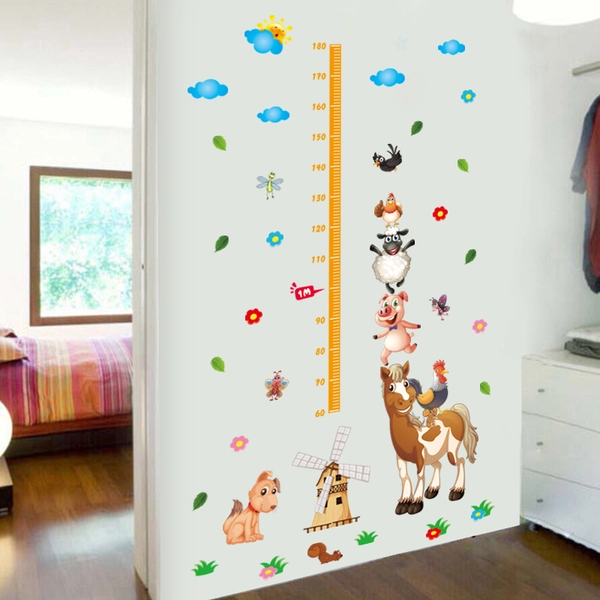 Decal dán tường thước đo động vật