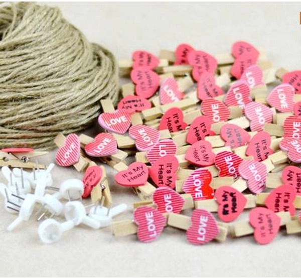 Kẹp gỗ trái tim chữ love