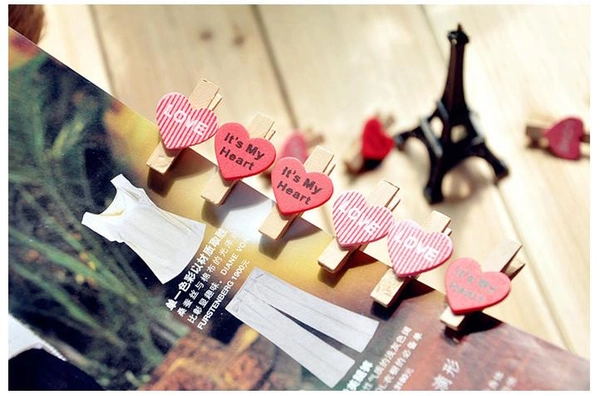 Kẹp gỗ trái tim chữ love