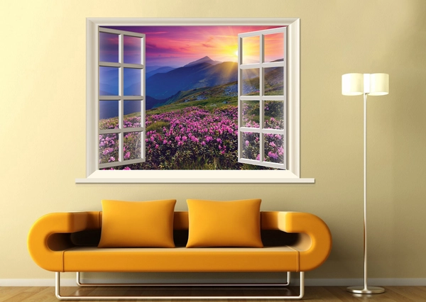 Tranh cửa sổ hoàng hôn tím