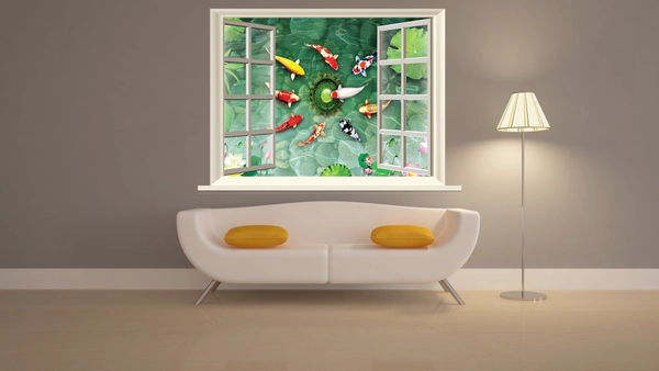 Tranh Dán Tường Cửa Sổ Cửu Ngư Quần Hội