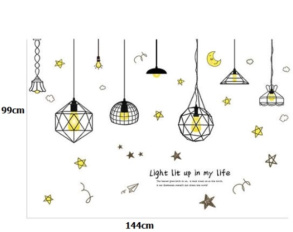 Decal chùm đèn sao vàng 3