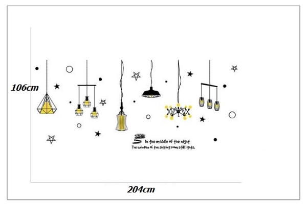 Decal chùm đèn sao vàng 2