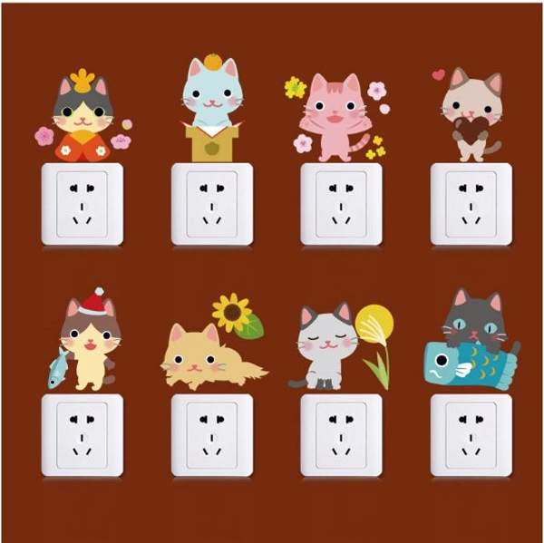 Decal ổ điện đàn mèo vui nhộn 2