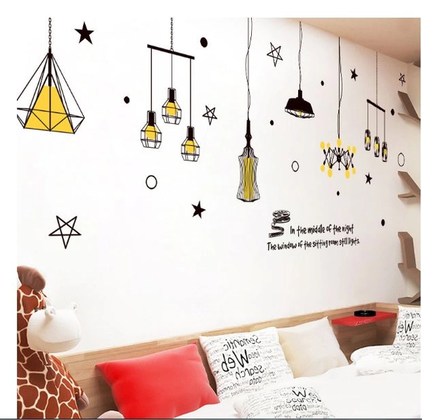 Decal chùm đèn sao vàng 2