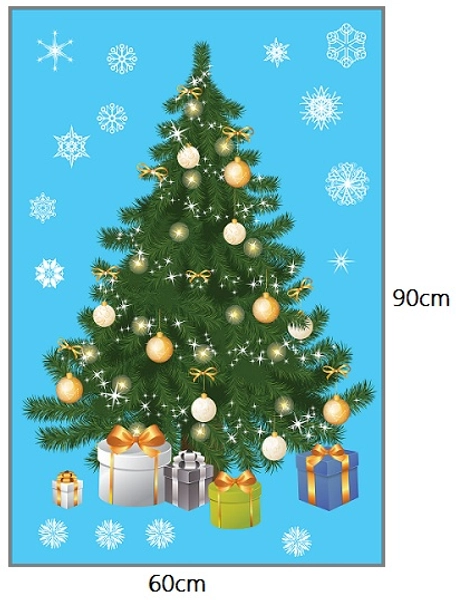 Decal dán tường Cây thông Noel xanh 03 (nền trắng đục)