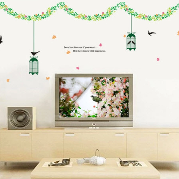 Decal hai lồng chim xanh 2