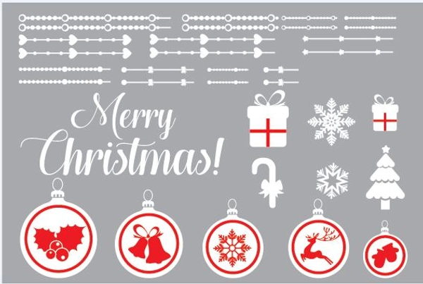 Decal dán tường dây treo quả cầu Noel và hộp quà