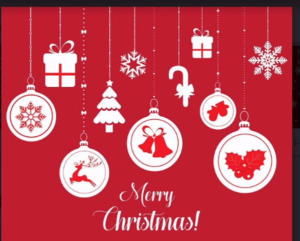 Decal dán tường dây treo quả cầu Noel và hộp quà