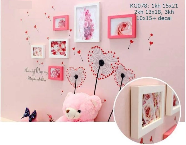 Khung gỗ bộ 6 khung kèm decal - KG078