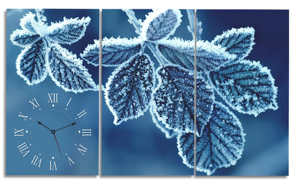 Tranh đồng hồ chiếc lá mùa đông