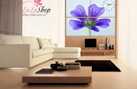 Tranh đồng hồ hoa cánh tím