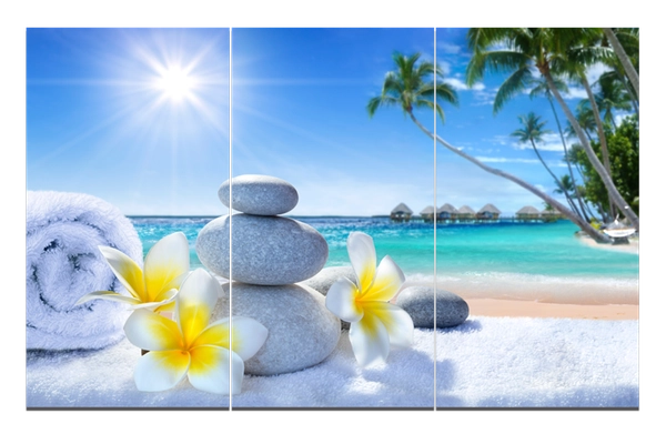 Tranh treo tường bộ 3 tấm spa thiên nhiên nhẹ nhàng