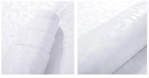 Giấy decal cuộn họa tiết lá cổ điển trắng