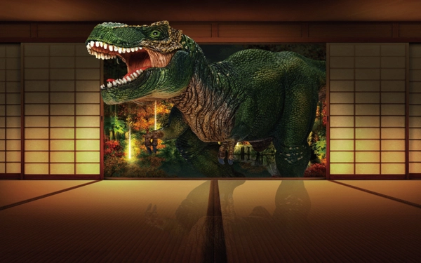 Tranh dán tường khủng long 3D