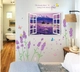 Decal dán tường Combo Cửa sổ vườn hoa tím   hoa lavender 2
