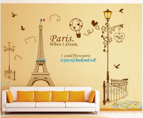 Decal dán tường Combo Cây đèn 3   Tháp to 3