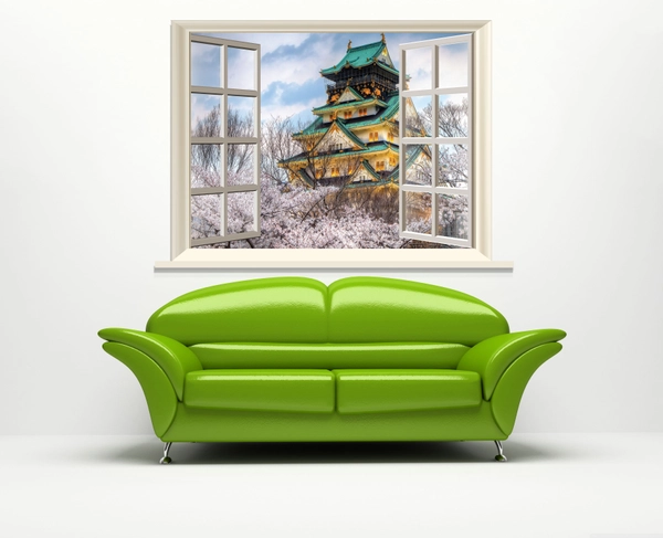 Tranh Dán Tường Cửa Sổ Lâu Đài Osaka