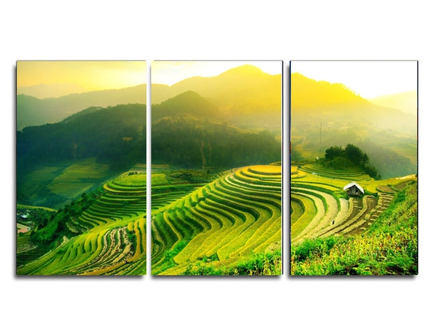 Tranh đồng hồ phong cảnh ruộng bậc thang