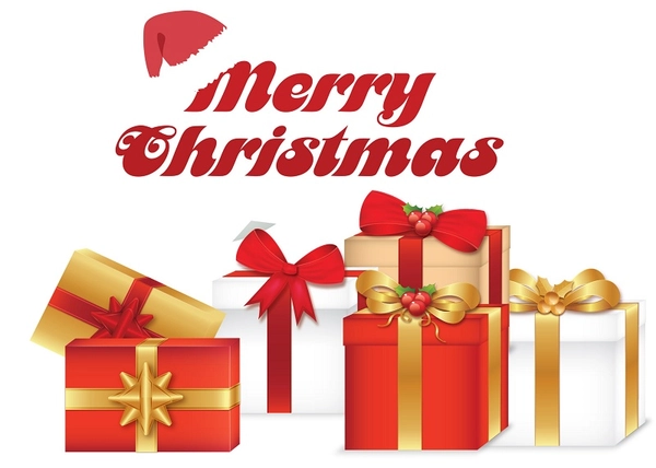 Decal dán tường Merry Christmas và hộp quà đỏ 50x70cm
