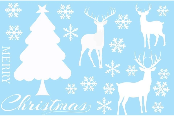 Decal dán tường Cây thông Noel và tuần lộc