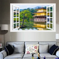 Tranh dán tường cửa sổ núi thông