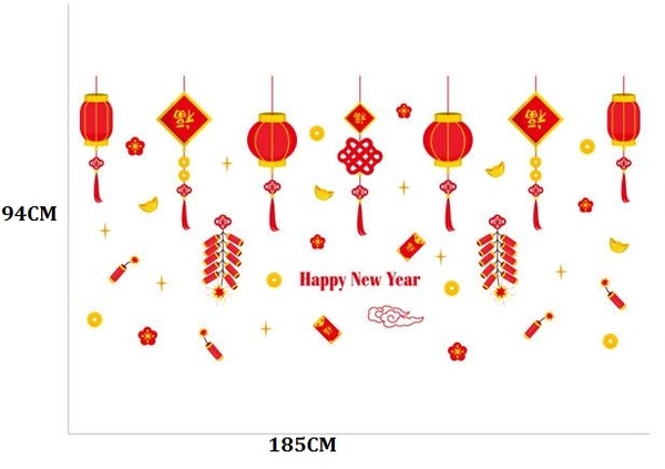 Decal tết các lồng đèn đỏ 2