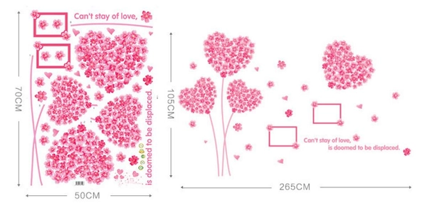 Decal trái tim hồng 4