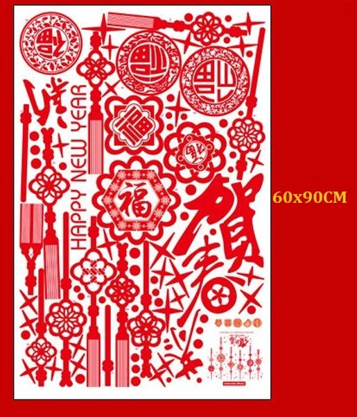 Decal tết happy new year và lộc treo may mắn 3