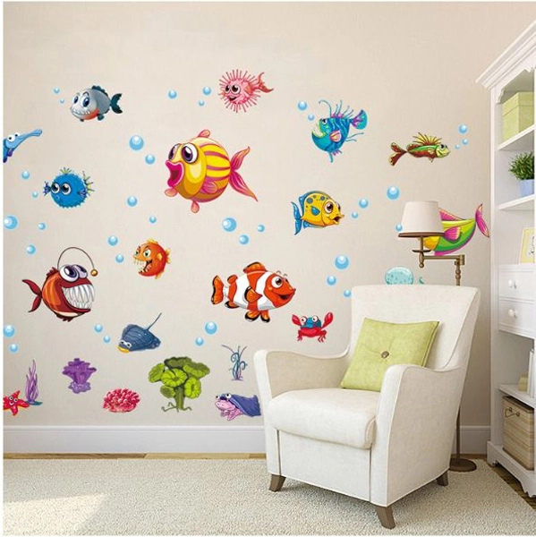 Decal đàn cá sắc màu 4