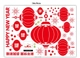 Decal happy new year và lồng đèn đỏ tết 2