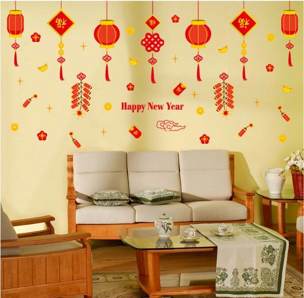 Decal tết các lồng đèn đỏ 2